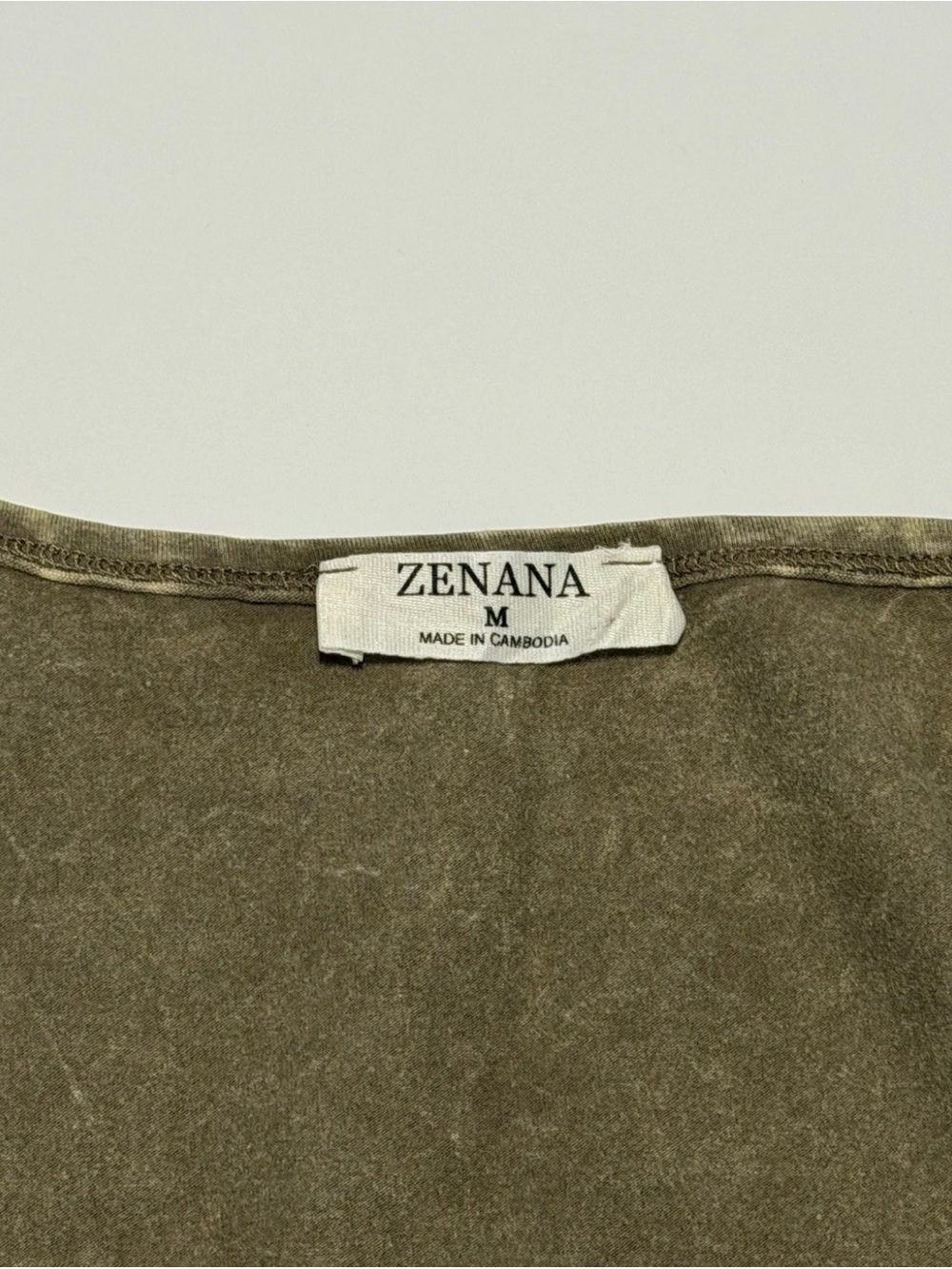 Zenana Outfitters Olive Mineral-Wash Square Neck Tank - Picture 3 of 4